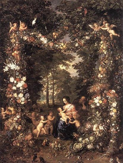 Jan Brueghel The Elder Heilige Familie in einem Blumen und Fruchtekranz China oil painting art